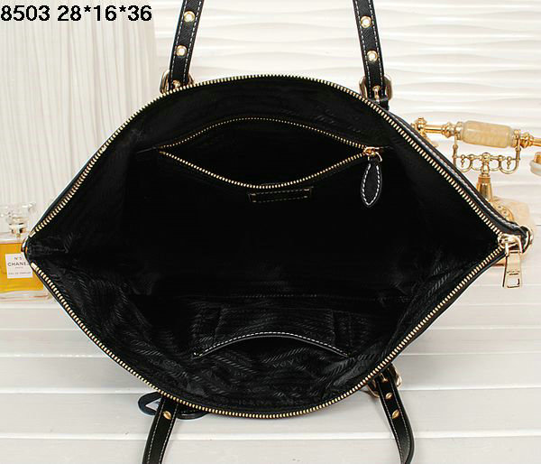 2014 Prada fabric jacquard shoulder bag BL8503 black - Click Image to Close